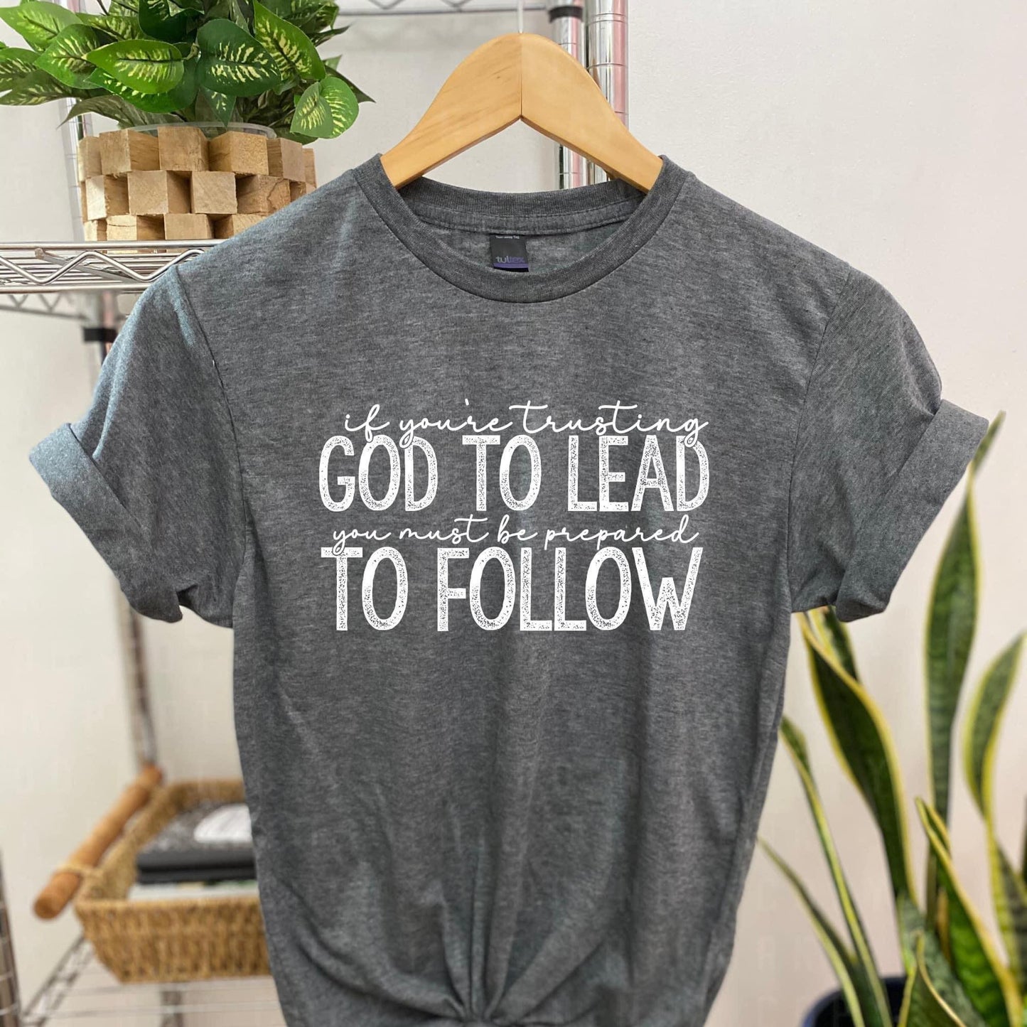 Trusting God to Lead - Tultex Heather Charcoal