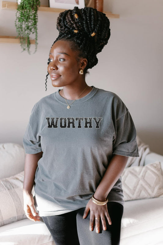 Worthy- Faux Glitter-TEE