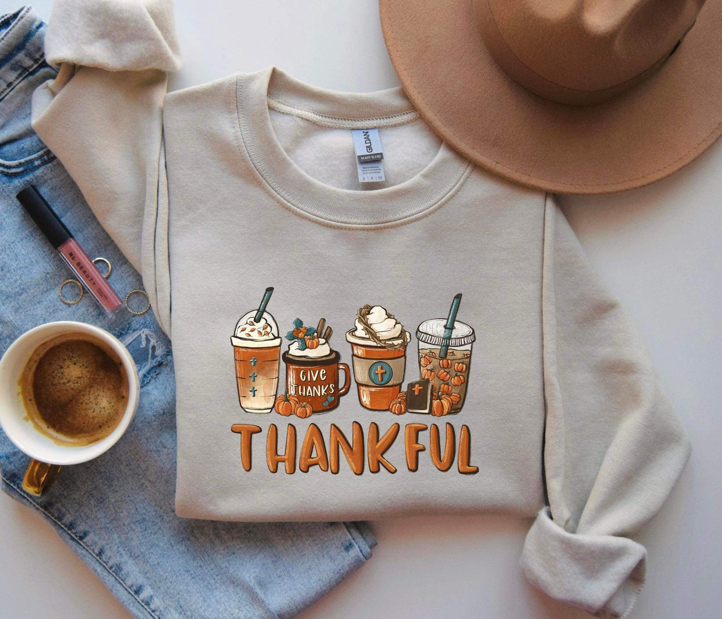 Thankful fall pumpkin drinks sweatshirt