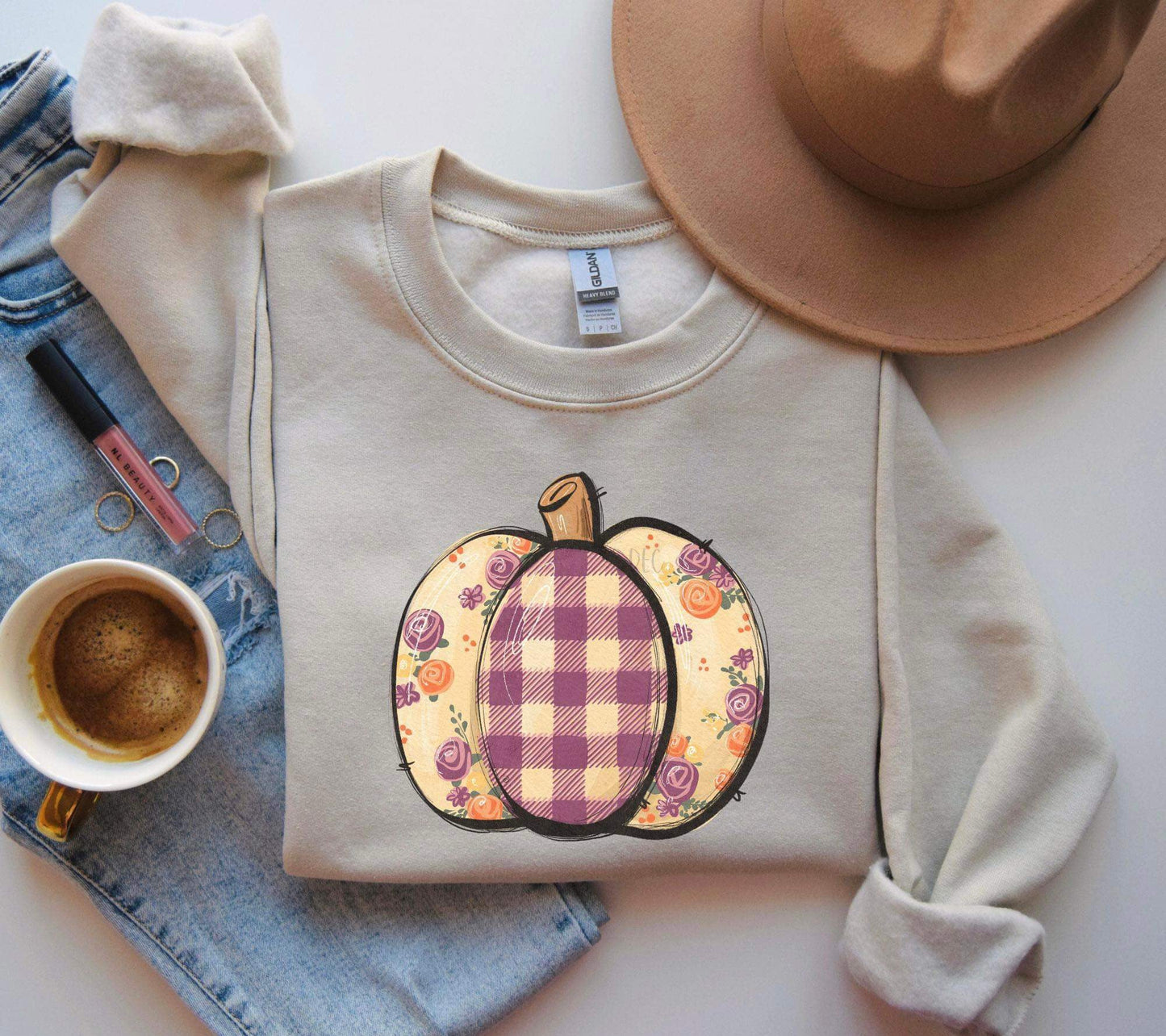 Purple floral pumpkin sweatshirt