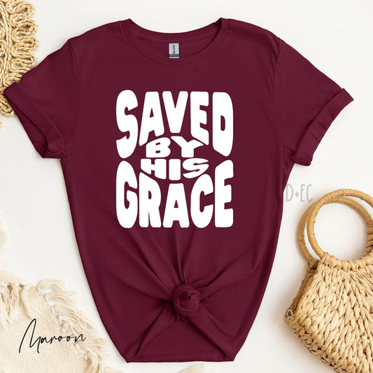 Saved by His Grace-White Font