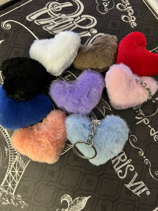 Fuzzy Heart Keychain