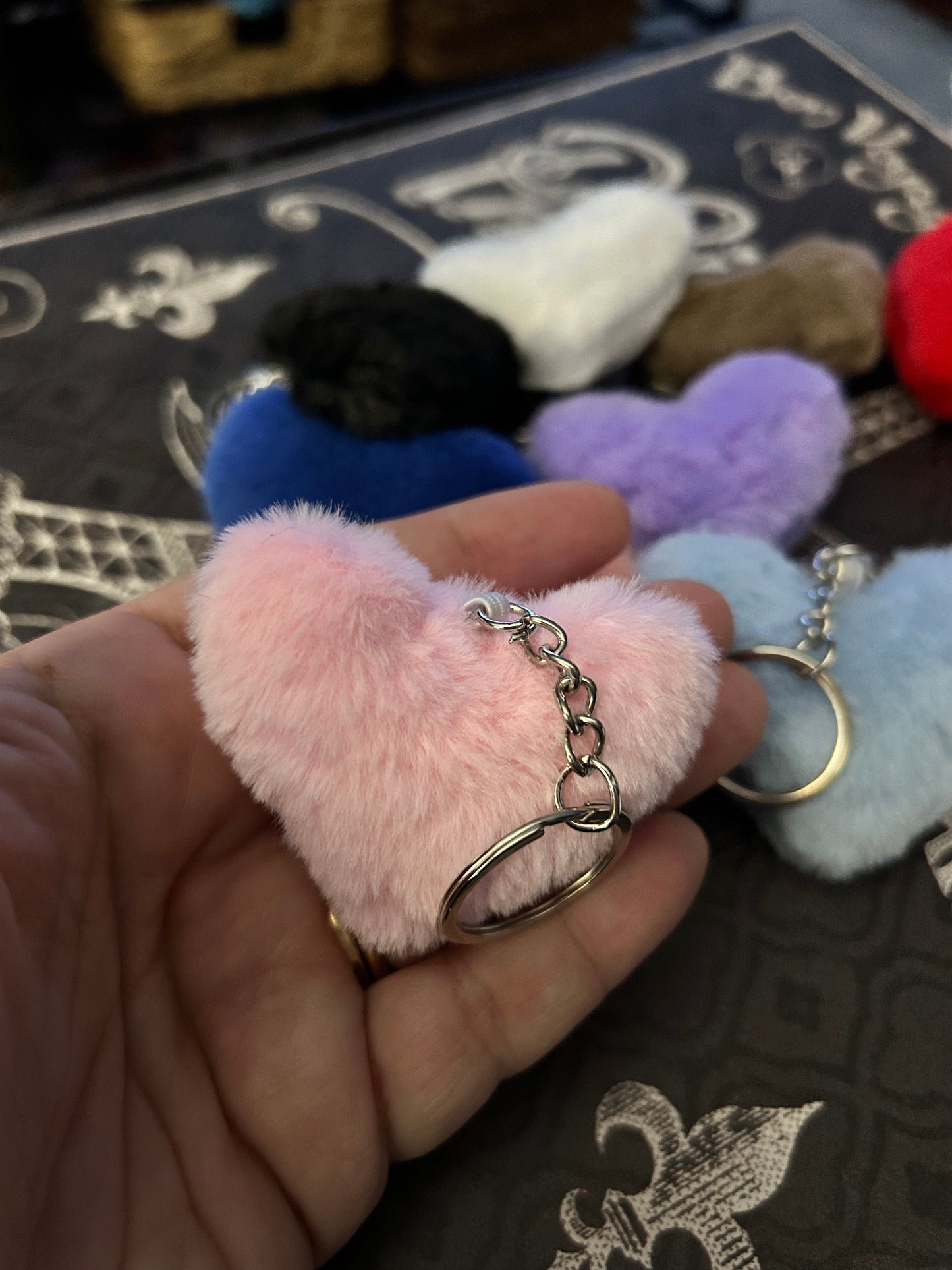 Fuzzy Heart Keychain