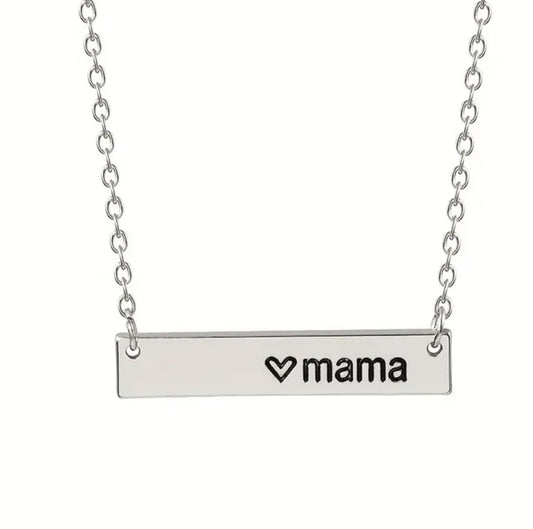 Mama Bar Necklace-Silver