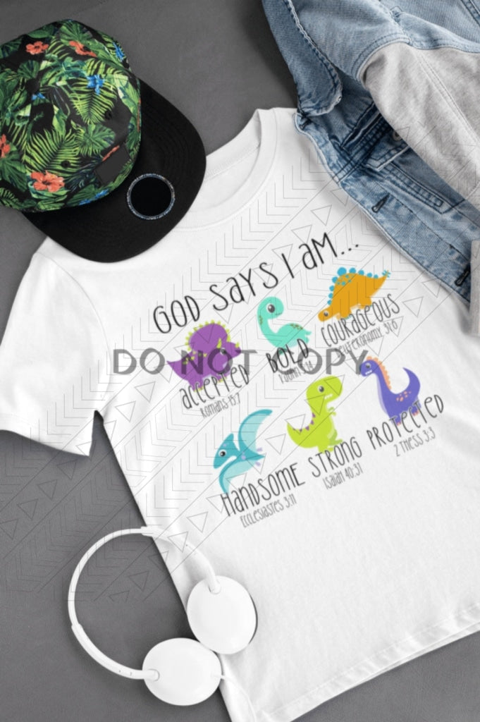 Dino... God Says I Am Kids Shirts