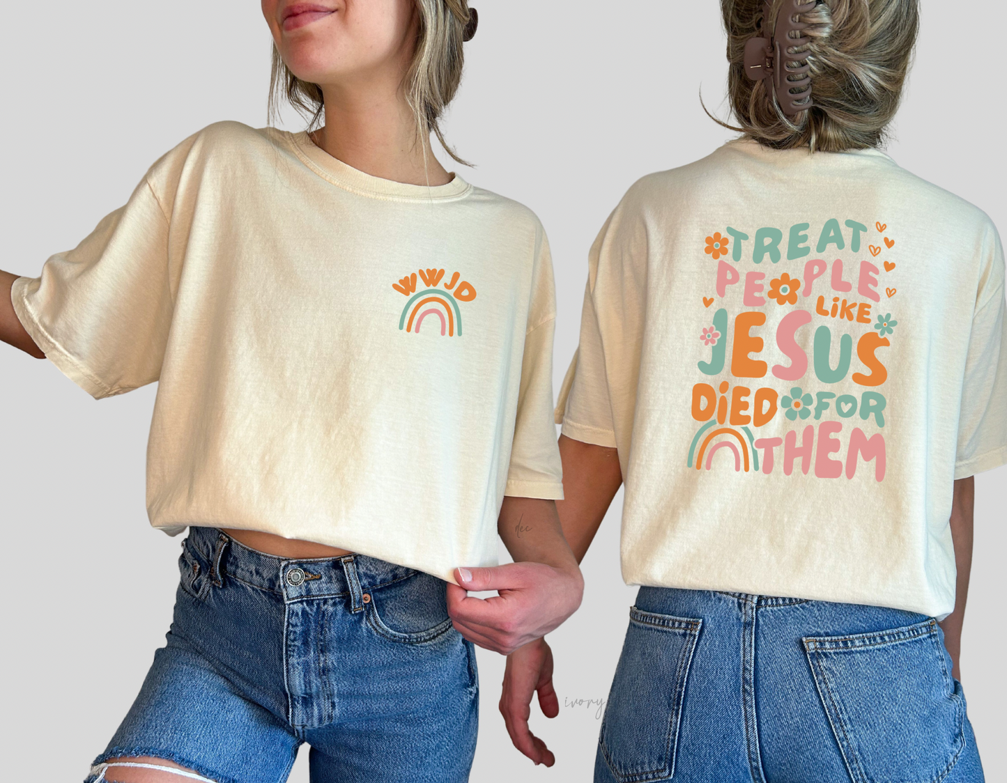 WWJD Pocket/Treat people like Jesus Died for Them Back/Full Font/Comfort Color