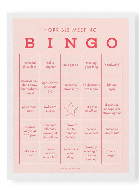 Horrible Meeting Bingo/Snarky Bingo/Fun Bingo/Work Bingo