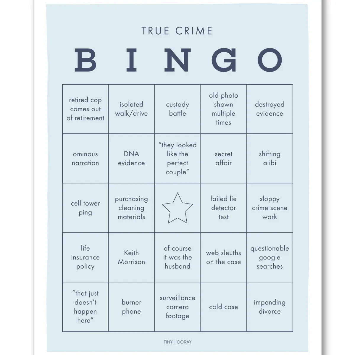 True Crime Bingo/ID Bingo/Fun Bingo